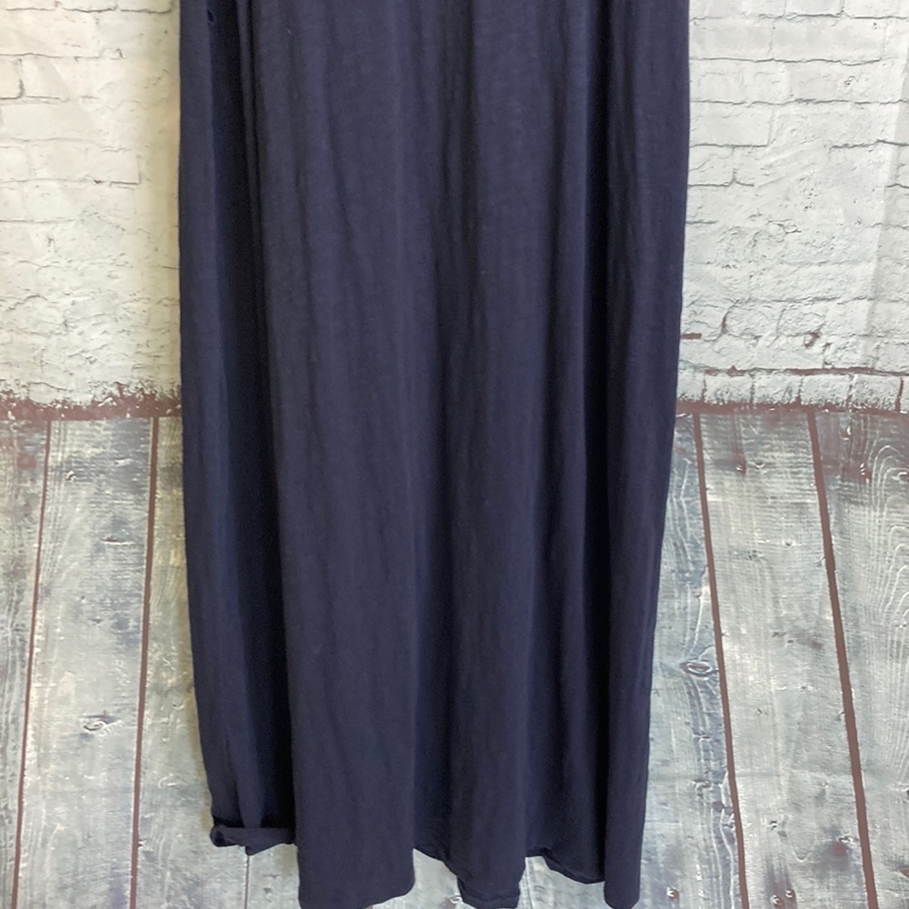 Boden Broderie Mix Jersey Midi Dress 12 Navy Blue Cotton Eyelet Puff Sleeves - Picture 11 of 13